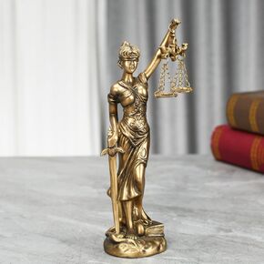 تمثال سيدة العدالة اليونانية الرومانية إلهة العدالة تمثال الراتنج لديكور المنزل مكتب القانون ديكور لمكتب رف الكتب غرفة المعيشة Ldeal هدية لأصدقاء المحامين الذين يتوقون للإنصاف والعدالة (ذهبي)