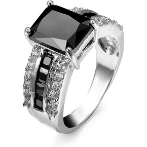 Women's 925 Sterling Silver Plated Emerald Cut Simulated Morganite Ring