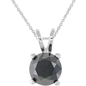 1/4 cttw to 2.00 cttw Round Cut Black Diamond Solitaire Pendant Necklace for Women Men | 18" Cable Chain in 14KT White or Yellow Gold Plating Over 925 Sterling Silver | Push Backs 4 Prong Basket
