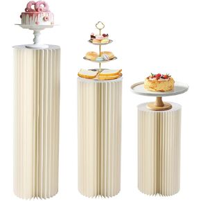 Cylinder Pedestal Stand for Parties 3 Pcs Foldable Round Pedestal Stand for Wedding Birthday Party Dessert Table Display Reusable Columns Pedestal Event Centerpieces Decoration