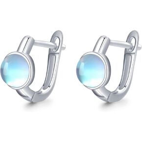 Moonstone Earrings S925 Sterling Silver Moonstone Earrings For Women Small Moonstone Huggie Hoop Earrings Moon Stone Earrings For Women Moonstone Jewelry Gifts For Women