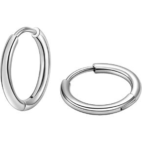 Titanium G23 Sliver Hoop Earrings for Women Men Lobe 2PCS 18g Inner Diameter 9mm Width 2.5mm Jewellery Hypoallergenic Earrings Birthday for Her Ladies Fashion Small Tiny Huggie Earrings.