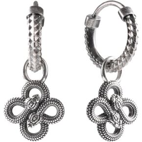 COPPERTIST.WU Double Snake Dangle Earrings 925 Sterling Silver Dangle Snake Hoop Earrings Hypoallergenic Jewelry for Women Men (Oxidized silver)