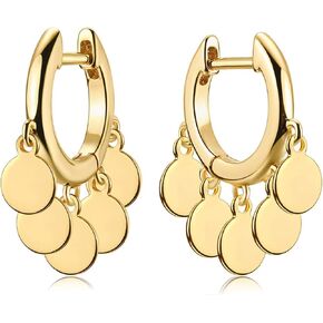 FETTERO Women Tassel Earrings Gold Plated Dangle Huggie Hoop Earrings Delicate Boho Jewelry Hypoallergenic Earrings for Women Everyday Wear