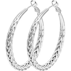 Twisted Hoop Earrings for Women 18K Gold Plated Thick Chunky Hoops Hypoallergenic Twist Earrings