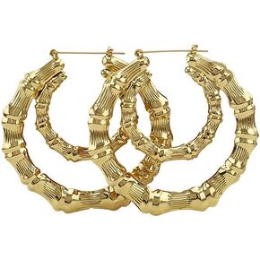 Bamboo Oversized Bamboo Hoop Earrings for Women (Double circle)