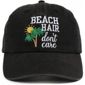 InnoBeta Beach Cap Hair Don't Care Hat, Beach Gifts Cap for Men, Women, Funny Adjustable Embroidered Baseball Cap Grey