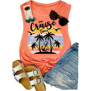 Sun Salt Sand Beach Tank Top for Women Summer Hawaiian Graphic Sleeveless T Shirt Casual Vacation Trip Camis