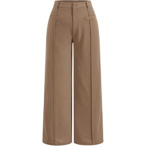 Floerns Women's Plus Size Solid High Waisted Baggy Trousers Wide Leg Work Pants