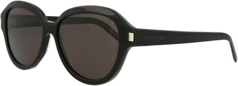 نظارات شمسية مستديرة/بيضاوية من سان لوران باللون الأسود والأسود، نظارات فاخرة مصنوعة في إيطاليا بإطار من الأسيتات، أزياء مصممة للفخامة اليومية in Kuwait