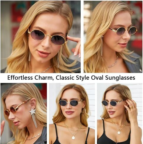 Junsika Retro Oval Sunglasses for Men Women Classic Vintage Imitation Wood Small Round Black Sunglasses in Kuwait