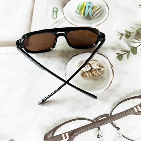 OZPYKAE Men Square Sunglasses,Classic Retro UV400 Protection Double Bridge Trendy Rectangle Aviator Women Men Sun Glasses in Kuwait