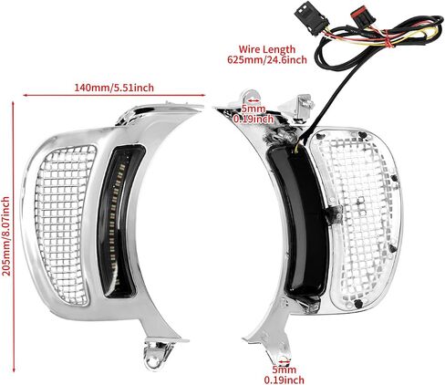 أضواء إشارة الانعطاف LED مع أضواء جانبية للجري أثناء النهار وأضواء أمامية للقيادة تناسب موديلات Harley Road Glide 2015-2023 باللون الأسود مع شبكة من الكروم in Saudi Arabia