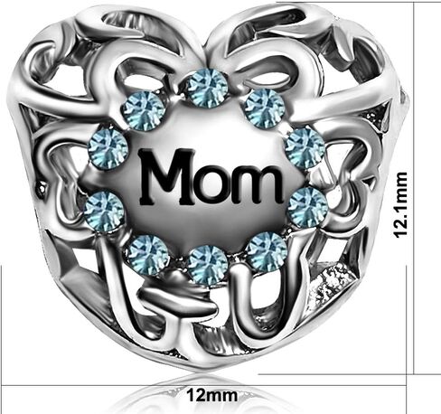 Mother Mom Mommy Heart Love Birthday Birthstone Womens Beads Charms For Bracelets Son Daughter Sister Brother Jewelry in Kuwait