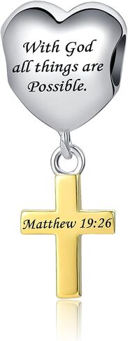 Religious Cross Charm Scripture Bible Verse Engraved Gold Beads Charms for Pandöra Bracelets in Kuwait