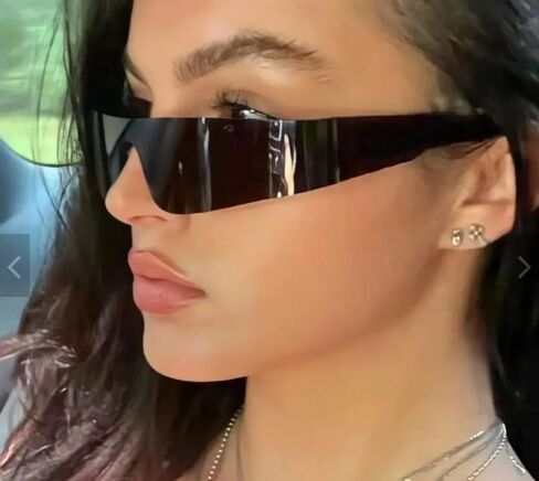Wrap Around Sunglasses for Women Men Trendy Rimless Futuristic Shades Flat Top Fashion Eyeglasses in Kuwait