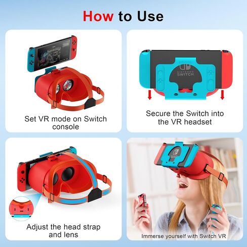 سماعة الواقع الافتراضي المطورة من DEVASO لجهاز Nintendo Switch & Switch OLED، نظارات الواقع الافتراضي للتبديل مع عدسات HD قابلة للتعديل وحزام رأس مريح، مجموعة Labo VR Kit نظارات ثلاثية الأبعاد لملحقات التبديل in Kuwait