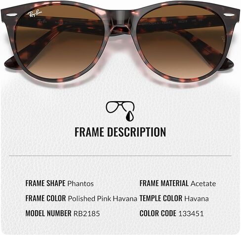 نظارات شمسية Ray-Ban RB2185 Wayfarer II Fleck Phantos Shape للرجال والنساء - نظارات شمسية كلاسيكية خالدة مع أناقة عصرية - حماية ممتازة من الأشعة فوق البنفسجية - نظارات شمسية للرجال والنساء in Kuwait