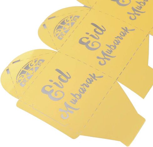 LIGONG 10PCS Eid Mubarak Candy Box Set Eid Mubarak Paper Gift BagParty Favor Gift Box, Muslim Islamic Party Supplies(Golden) (10PCS) in Saudi Arabia