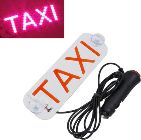 Taxi light with Cig-arette Plug, DC 12V Taxi Suction Mount on Car Window Taxi Lamp 2Mode Stay/Strobe (Small, White Beam) in Saudi Arabia