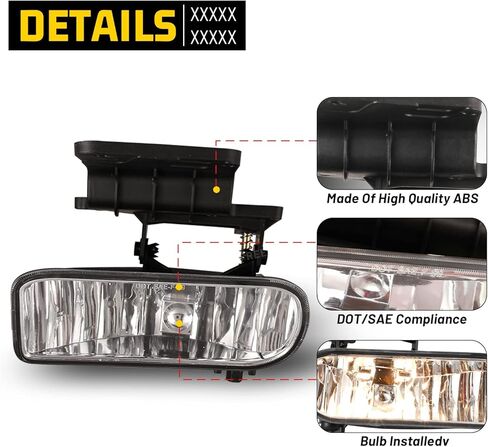 Fog Lights Assembly Compatible with Chevy Silverado 1500 2500 1999-2002, Chevy Suburban Tahoe 2000-2006 Fog Lamps included 899 12V 37.5W Bulbs- 1 Pair (Clear Lens) in Kuwait