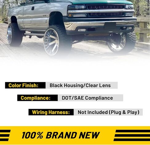 Fog Lights Assembly Compatible with Chevy Silverado 1500 2500 1999-2002, Chevy Suburban Tahoe 2000-2006 Fog Lamps included 899 12V 37.5W Bulbs- 1 Pair (Clear Lens) in Kuwait