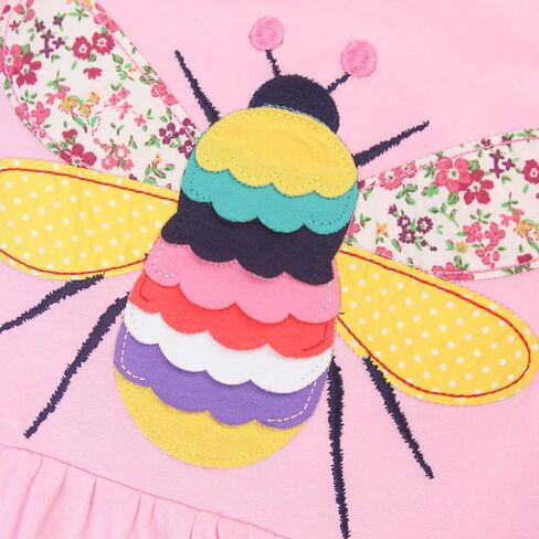 Girls Dresses Toddler Girls Short Sleeve Dress Girl's Casual Duck Rabbit Applique Dress for Kids 3-9Y in Saudi Arabia