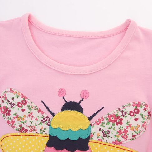 Girls Dresses Toddler Girls Short Sleeve Dress Girl's Casual Duck Rabbit Applique Dress for Kids 3-9Y in Saudi Arabia