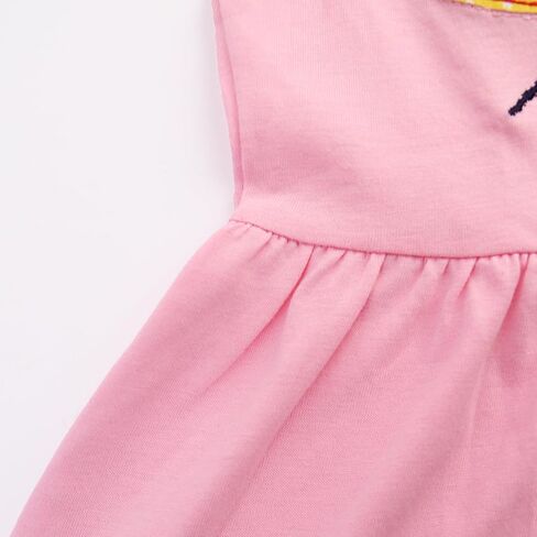 Girls Dresses Toddler Girls Short Sleeve Dress Girl's Casual Duck Rabbit Applique Dress for Kids 3-9Y in Saudi Arabia