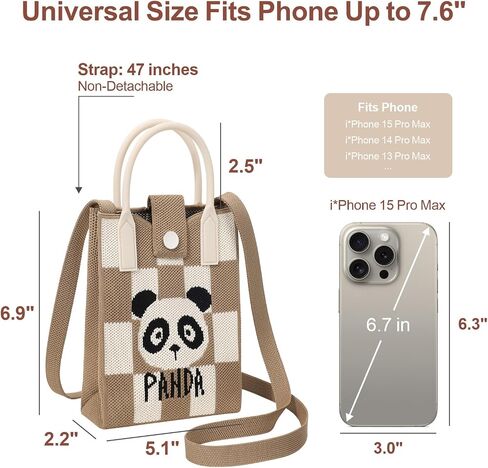 PACKISM Knitted Phone Purse – 5.1" L x 2.2" W x 6.9" H Small Purses, Stylish Cell Phone Purse Crossbody, Perfect Gift in Kuwait
