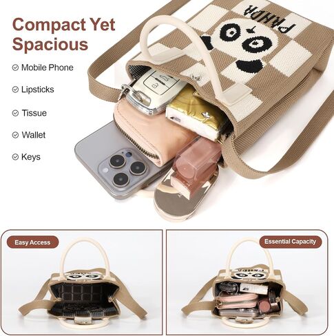 PACKISM Knitted Phone Purse – 5.1" L x 2.2" W x 6.9" H Small Purses, Stylish Cell Phone Purse Crossbody, Perfect Gift in Kuwait