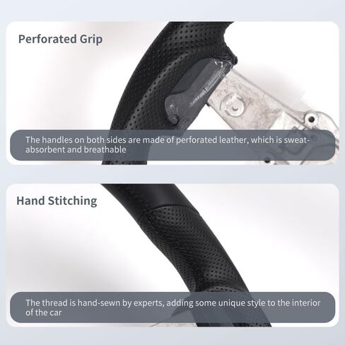 عجلة قيادة جلدية كاملة، عجلة قيادة جلدية مثقبة على شكل حرف D مناسبة لسيارة جيب رانجلر JK 2011-2017 in Kuwait