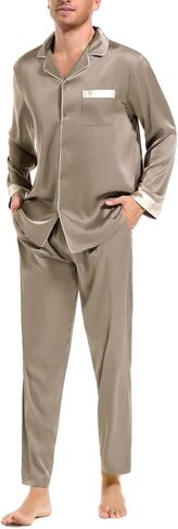 Men's Pajamas Sets Soft Silk Satin Sleepwear for Men Button Down Loungewear with Pockets in Saudi Arabia