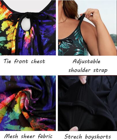 Arolina Women's Plus Size Tankini Swimsuits Mesh See Through Modest Two Piece Bathing Suits Front Tie Flowing Swimwear in Saudi Arabia