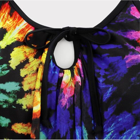 Arolina Women's Plus Size Tankini Swimsuits Mesh See Through Modest Two Piece Bathing Suits Front Tie Flowing Swimwear in Saudi Arabia