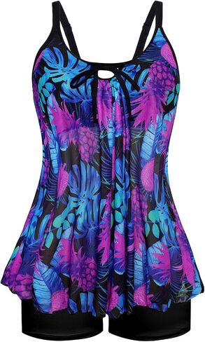 Arolina Women's Plus Size Tankini Swimsuits Mesh See Through Modest Two Piece Bathing Suits Front Tie Flowing Swimwear in Saudi Arabia