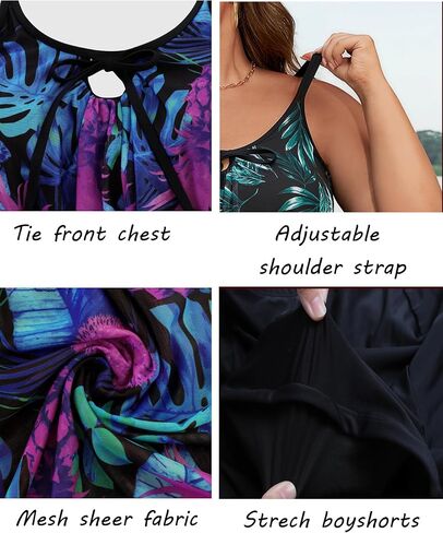 Arolina Women's Plus Size Tankini Swimsuits Mesh See Through Modest Two Piece Bathing Suits Front Tie Flowing Swimwear in Saudi Arabia