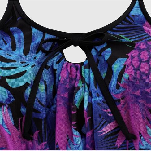 Arolina Women's Plus Size Tankini Swimsuits Mesh See Through Modest Two Piece Bathing Suits Front Tie Flowing Swimwear in Saudi Arabia
