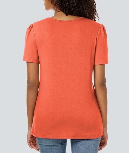 Funlingo Womens Tops Short Sleeve T Shirts 2025 Trendy Dressy Casual Summer Crewneck Spring Blouse Loose Pleated Front in Kuwait