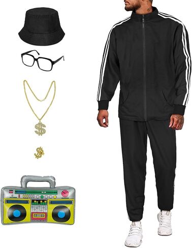 Men's 80s 90s Costumes Old School Hip Pop Rapper Outfits in Kuwait