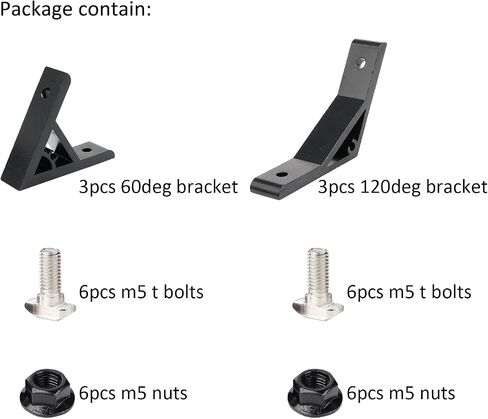20Pcs 20 Series Aluminum Extrusion Profiles 2020 Series Joint Plate Corner Angle Bracket Connectors, 20pcs 90 Degree Bracket with T Nus Bolt for 6mm Slot Rail 2020 Aluminum Rail in Kuwait