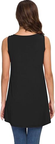 WNEEDU Women's Tank Tops Crewneck Tunic Summer Sleeveless T-Shirt Blouse in Kuwait