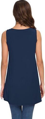 WNEEDU Women's Tank Tops Crewneck Tunic Summer Sleeveless T-Shirt Blouse in Kuwait