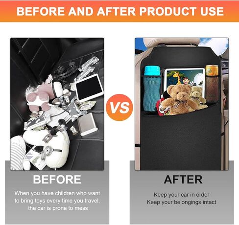 2 PCS Car Backseat Organizer, Heavy Duty Seat Back Storage Bag with Touch Screen Tablet Holder, Waterproof Kick Mats Back Seat Protector for Kids Toddlers, Car Accessories (Zipper) in Kuwait