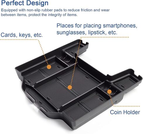 2019-2024 2025 Ram 1500 Center Console Organizer, for Ram 1500 2500 3500 Console Tray, 2021 2022 2023 Ram 1500 2500 3500 Console Armrest Tray Insert 2024 2025 Ram Truck Accessories (Black Mats) in Kuwait