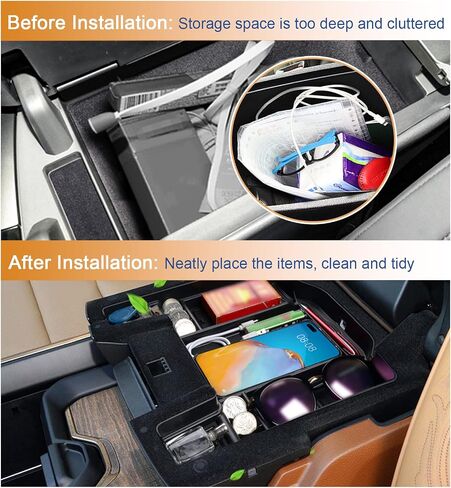 2019-2024 2025 Ram 1500 Center Console Organizer, for Ram 1500 2500 3500 Console Tray, 2021 2022 2023 Ram 1500 2500 3500 Console Armrest Tray Insert 2024 2025 Ram Truck Accessories (Black Mats) in Kuwait
