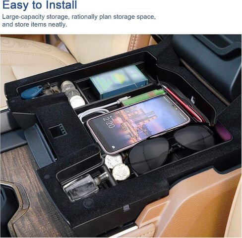 2019-2024 2025 Ram 1500 Center Console Organizer, for Ram 1500 2500 3500 Console Tray, 2021 2022 2023 Ram 1500 2500 3500 Console Armrest Tray Insert 2024 2025 Ram Truck Accessories (Black Mats) in Kuwait