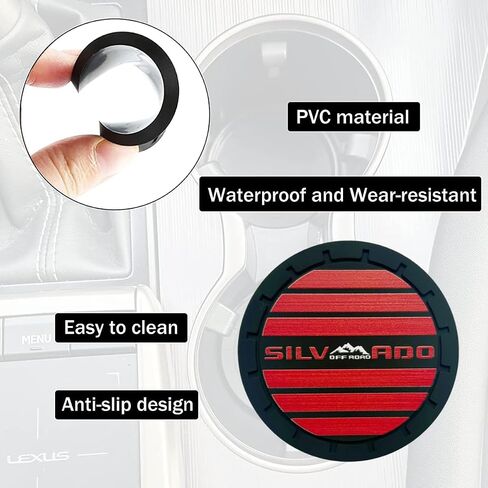 2Pcs Car Cup Holder Coaster for Silverado Accessories Anti Slip Cup Holder Insert Coaster (Red) in Saudi Arabia