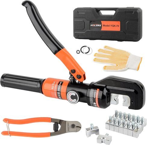 Hydraulic Crimping Tool and Wire Crimping Tool Kit, Range 12AWG-2/0AWG, 9 Pairs Of Dies For Cable Crimping Tool, Wire Rope Electrical Terminal Wire and Battery Cable Crimper(YQ/70C) in Saudi Arabia
