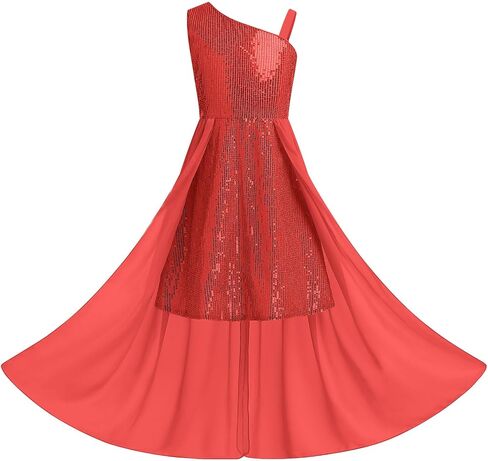 IDOPIP Sequin Pageant Dresses for Girls Kids One Shoulder Formal Party Prom Dance Sparkly Pageant Birthday Graduation Dresses in Kuwait